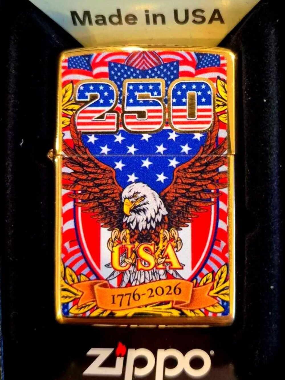 Colorful Brass USA 250th Anniversary Zippo Lighter